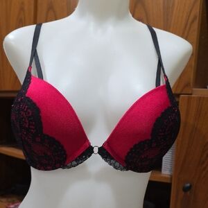 Elegant Red and Black Lace Bra